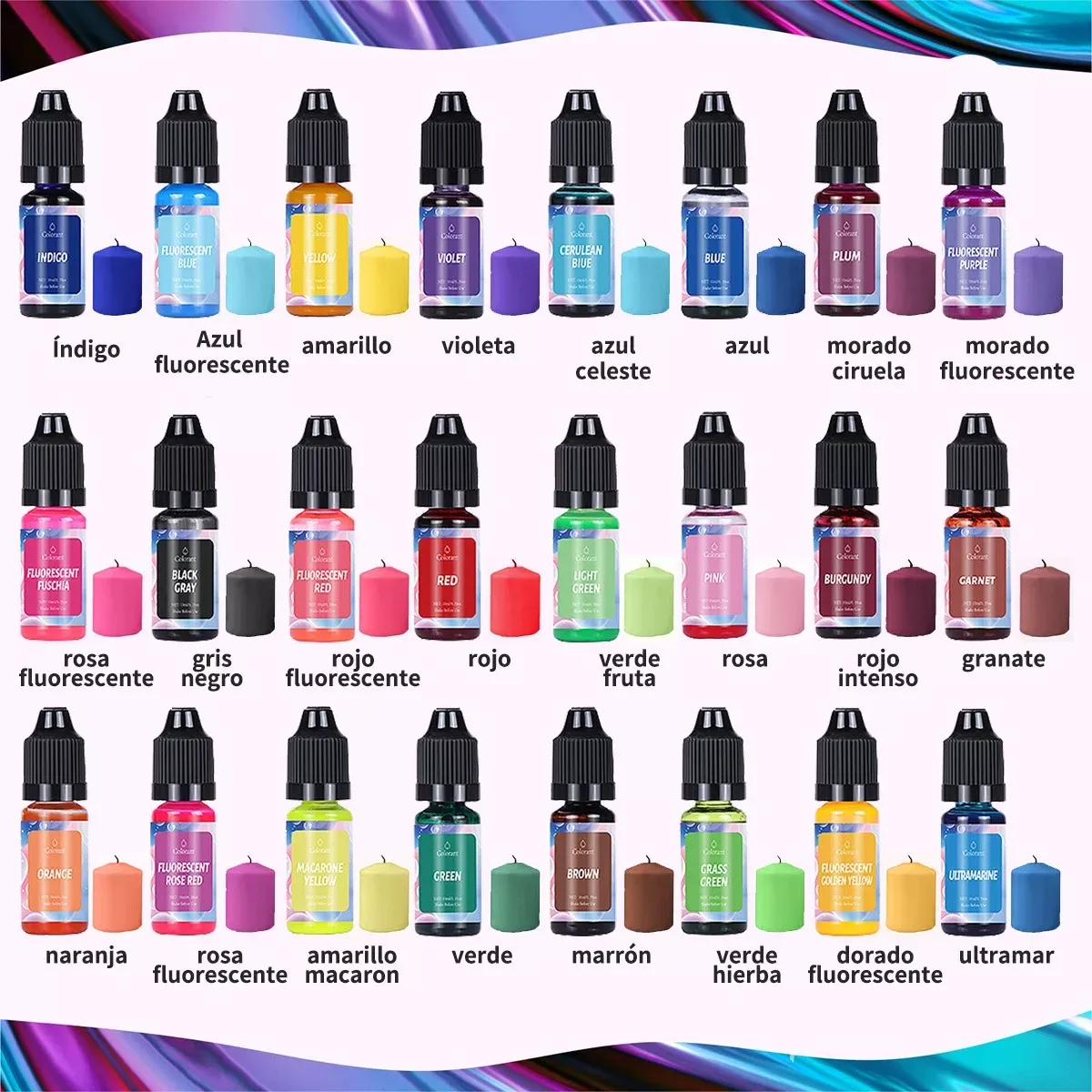 Foto 4 pulgar | Set  24 Colorantes Para Velassolubles En Cera Y Aceite Eo Safe Imports Esi-19796 Multicolor