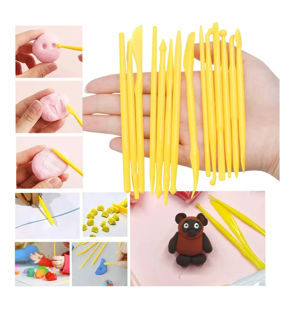 Foto 5 pulgar | Rodillos Arcilla Acrílica Con Hoja Acrílica Hecho Mano Amarilla 27 Pcs