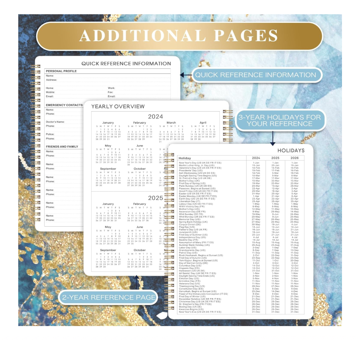 Foto 4 pulgar | Agenda Azul Marble 2024