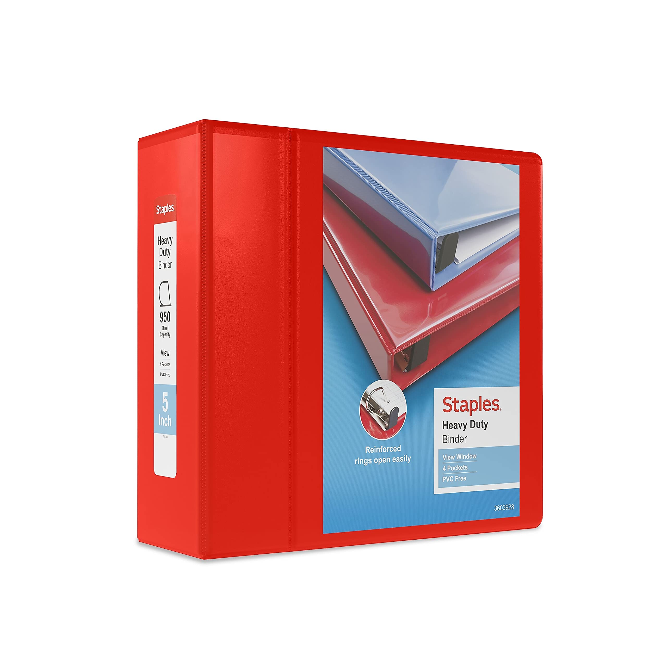 Foto 2 pulgar | Binder Staples Heavy Duty 12,7 Cm Con 3 Anillas, Color Rojo, Paquete De 2 - Venta Internacional.