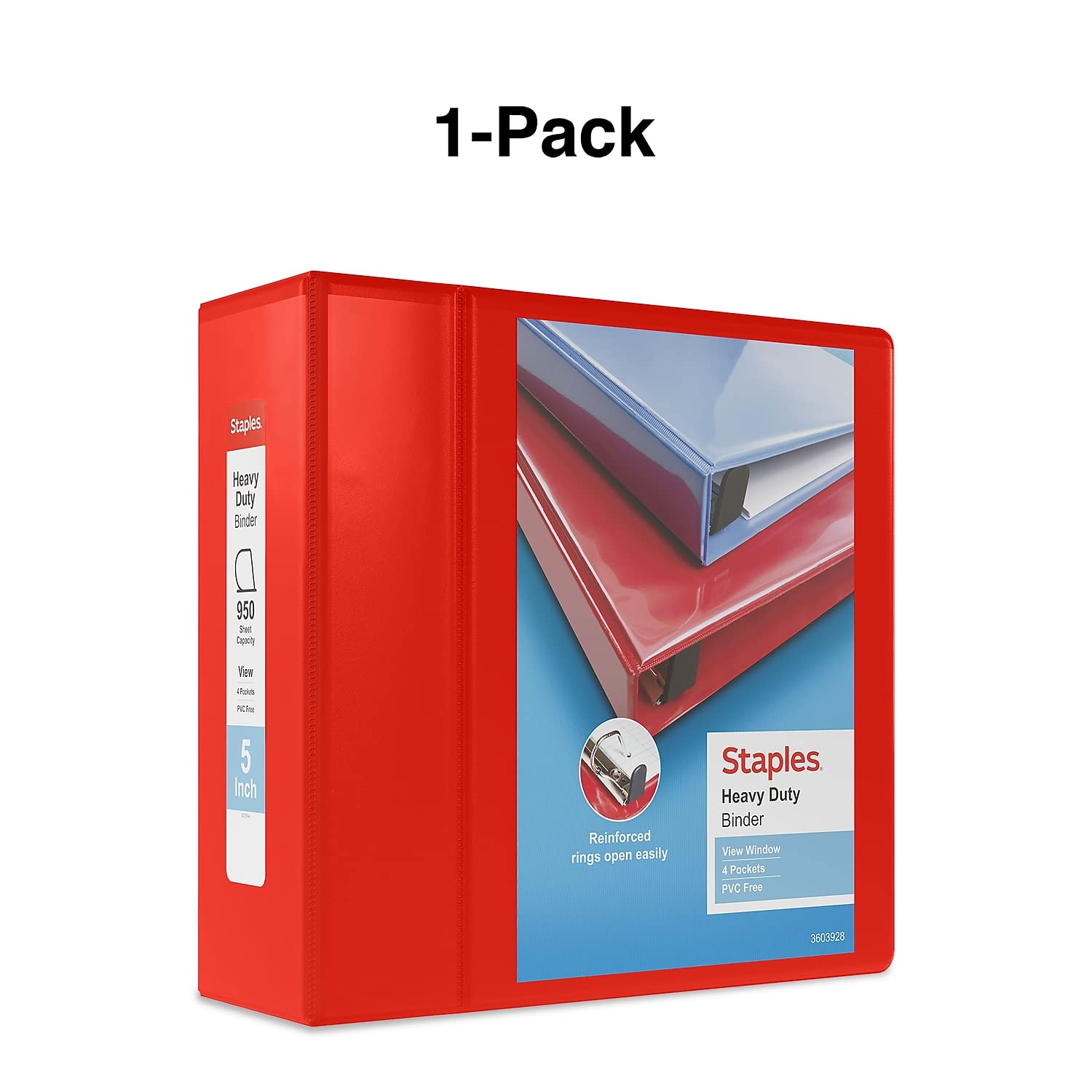 Foto 7 pulgar | Binder Staples Heavy Duty 12,7 Cm Con 3 Anillas, Color Rojo, Paquete De 2 - Venta Internacional.