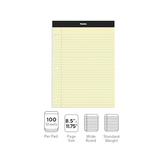 Foto 2 | Bloc De Notas Staples, Con Rayas Anchas, 8.5 X 11.75 Pulgadas, 100 Hojas, 6 Blocs - Venta Internacional.