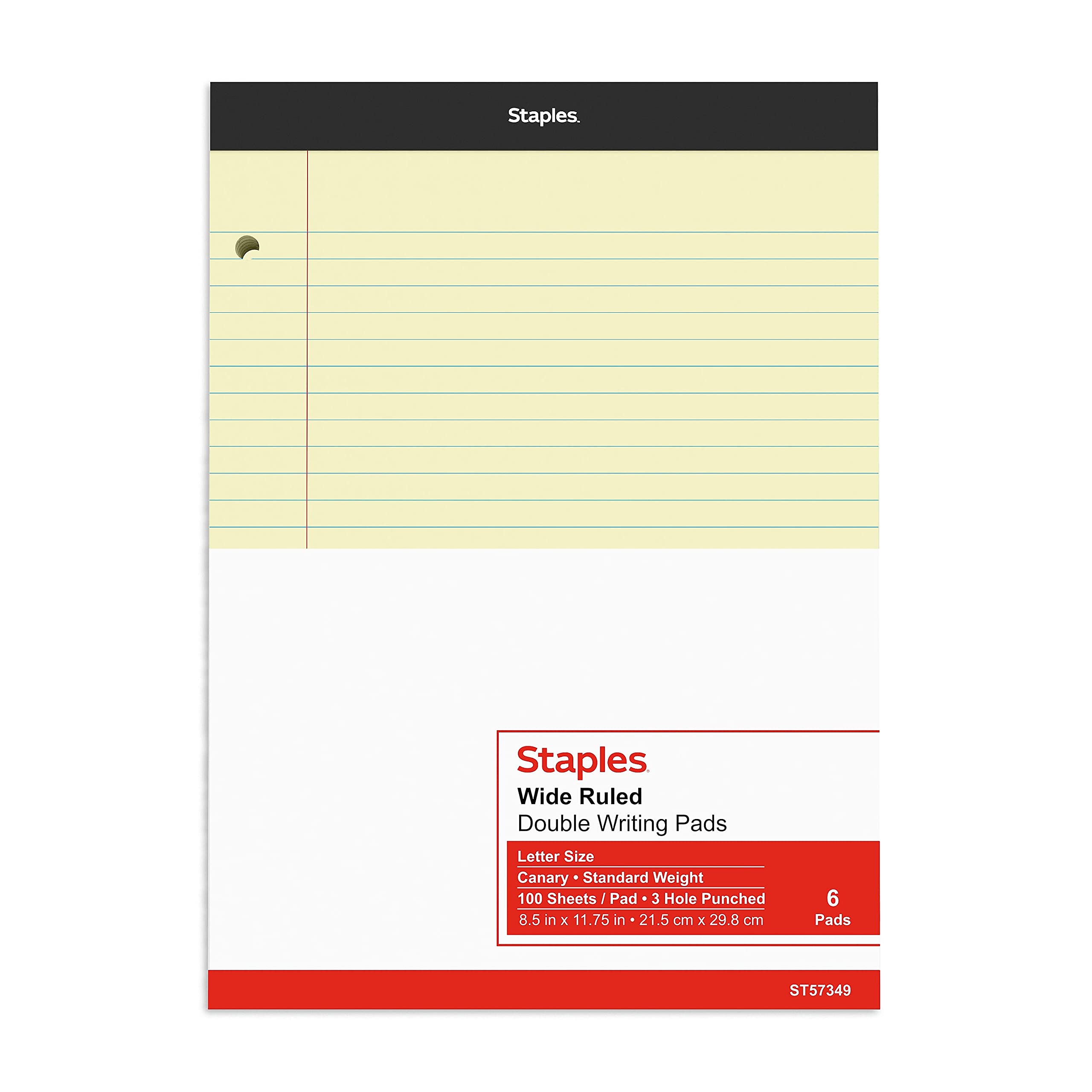 Foto 4 | Bloc De Notas Staples, Con Rayas Anchas, 8.5 X 11.75 Pulgadas, 100 Hojas, 6 Blocs - Venta Internacional.