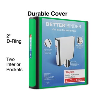 Foto 2 | Anillas En D De 2 Pulgadas De Binder Staples Better, Color Verde - Venta Internacional.
