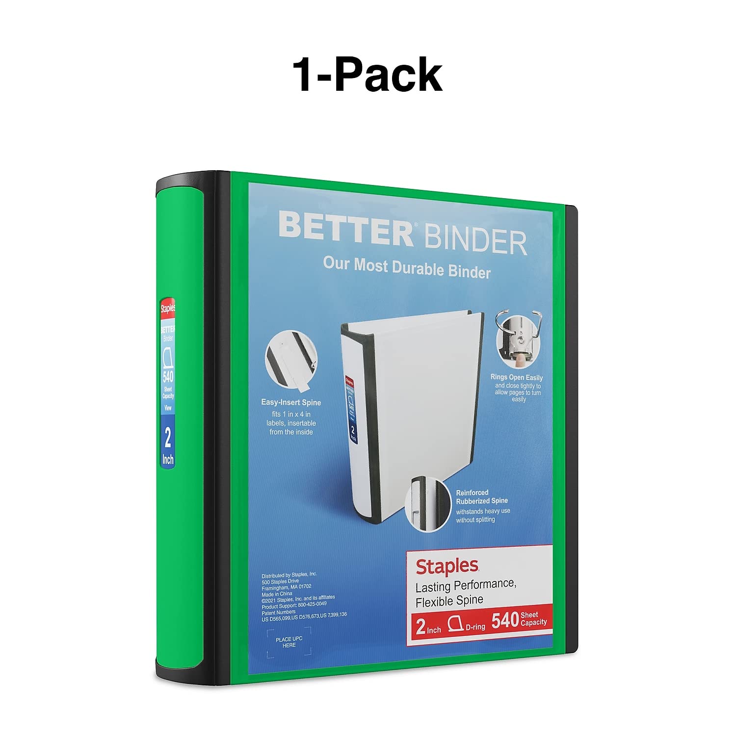 Foto 7 pulgar | Anillas En D De 2 Pulgadas De Binder Staples Better, Color Verde - Venta Internacional.