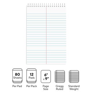 Foto 2 | Bloc De Notas Staples, Cuadernos Estenográficos De Papel Blanco Gregg, Rayados, 6 X 9, Paquete De 12 - Venta Interna