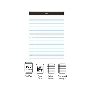 Foto 3 | Bloc De Notas Staples St57350vs De 21,6 Cm X 29,8 Cm De Ancho, Rayado, 100 Hojas - Venta Internacional.