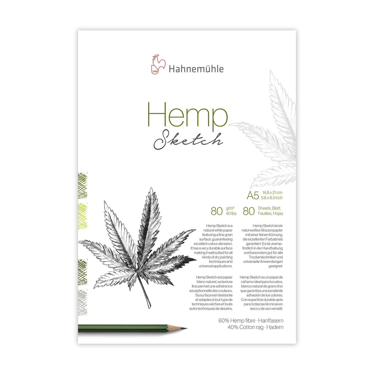 Block Sketch Hemp 80gr C/80hjs A5 Hahnemühle
