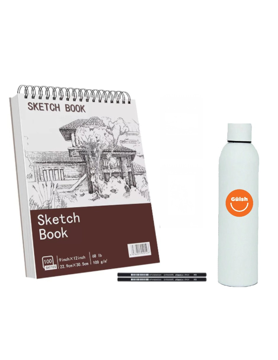 Foto 1 | Cuaderno A4+ de Boceto 200 Páginas + Termo Güish