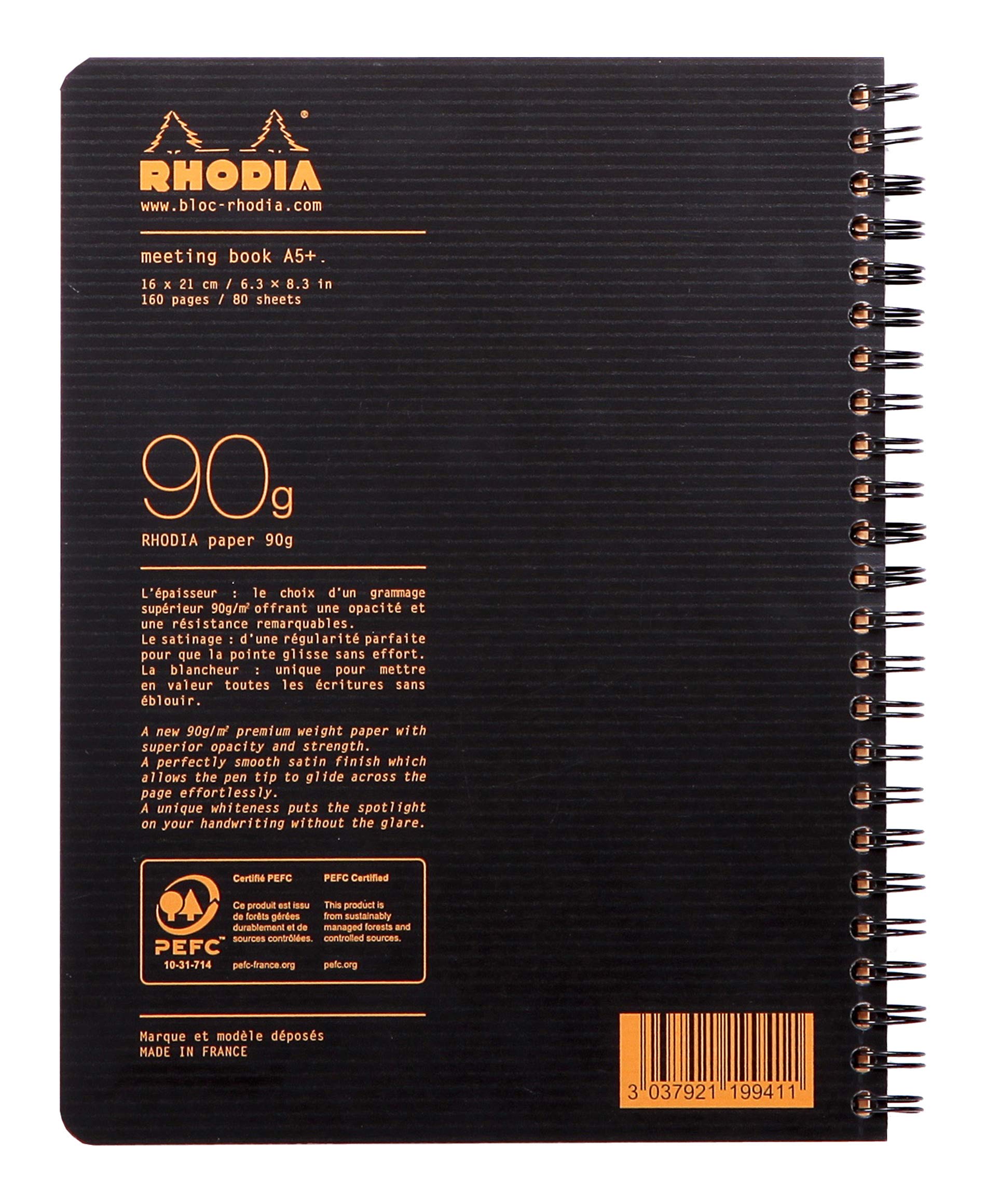 Foto 4 pulgar | Libro De Reuniones Rhodia Pp Encuadernado Con Alambre, Tamaño A5, 80 Hojas, Color Negro - Venta Internacional.