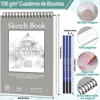 Foto 2 | Xtellar Cuaderno De Arte Premium A4+ Con 200 Páginas – Sketchbook Óptimo Para Boceto Y Dibujo