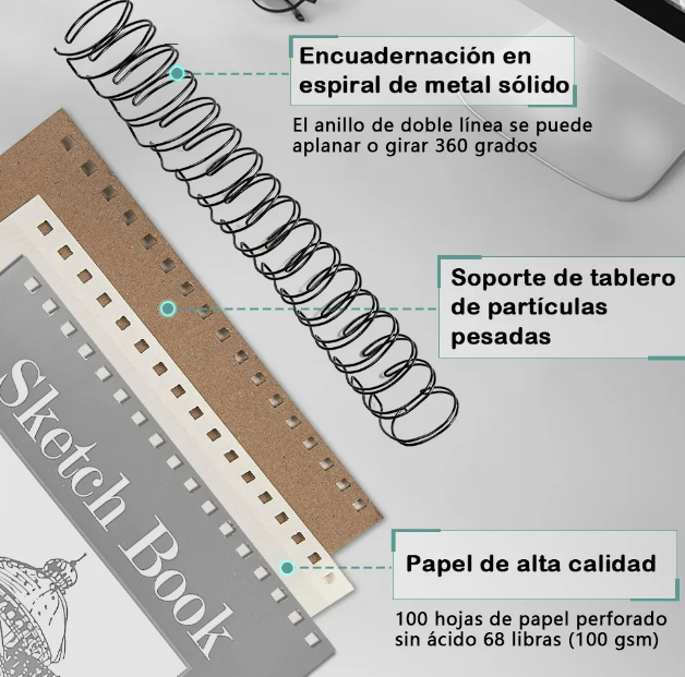 Foto 4 pulgar | Xtellar Cuaderno De Arte Premium A4+ Con 200 Páginas – Sketchbook Óptimo Para Boceto Y Dibujo