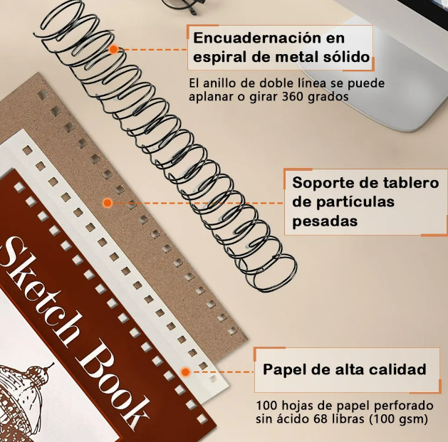Foto 4 pulgar | Xtellar Cuaderno De Arte Premium Con 200 Páginas – Sketchbook Óptimo Para Boceto Y Dibujo