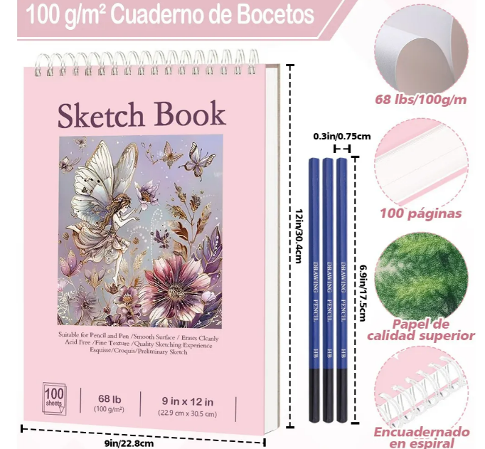 Foto 3 pulgar | Xtellar Cuaderno De Arte Premium A4+ Con 200 Páginas – Sketchbook Óptimo Para Boceto Y Dibujo