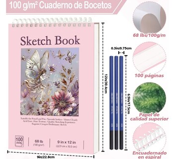 Foto 2 | Xtellar Cuaderno De Arte Premium A4+ Con 200 Páginas – Sketchbook Óptimo Para Boceto Y Dibujo