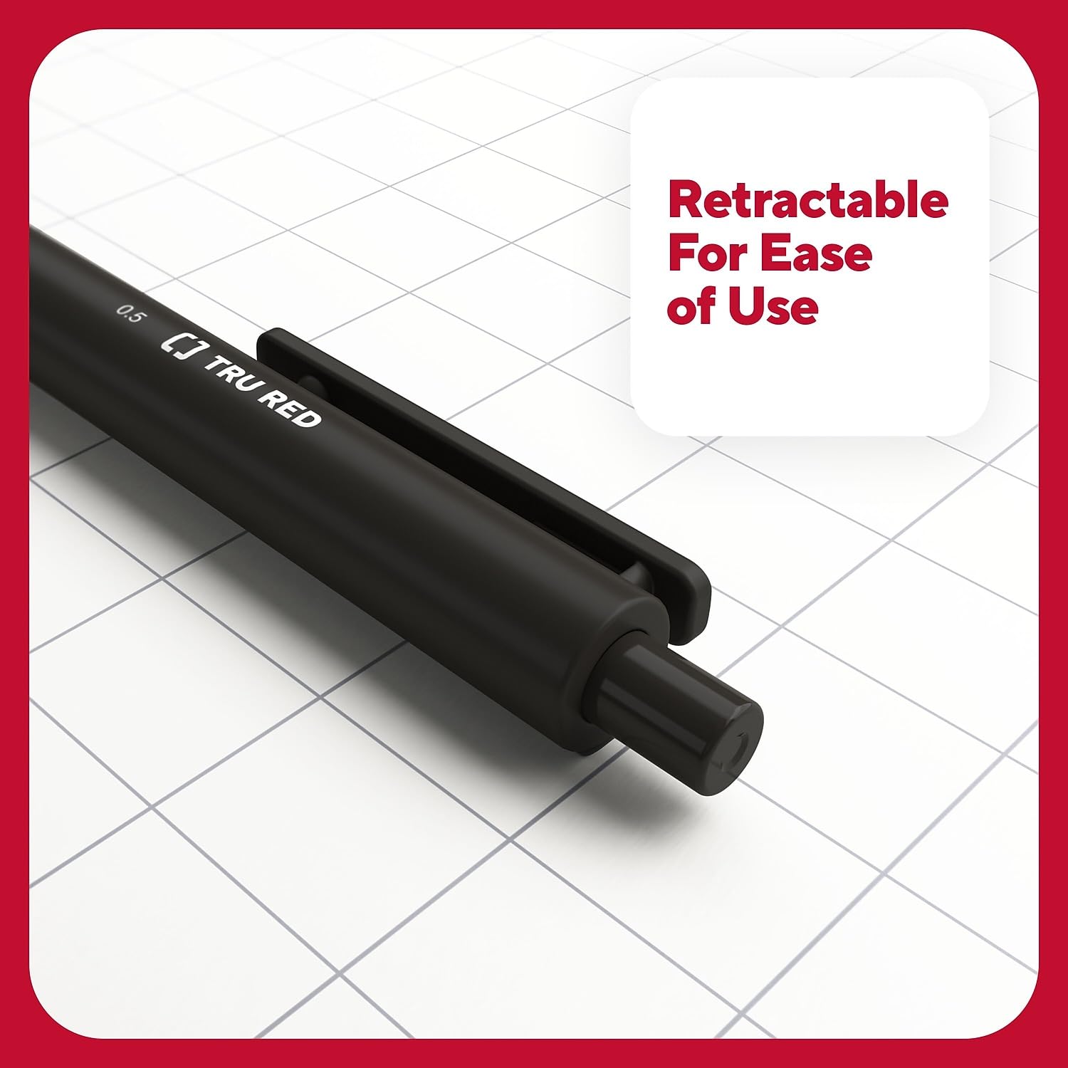 Foto 4 | Bolígrafos De Gel Staples Tru Red, Retráctiles, De Secado Rápido, Finos, 0,5 Mm, Negro, 5 Unidades - Venta Internaci