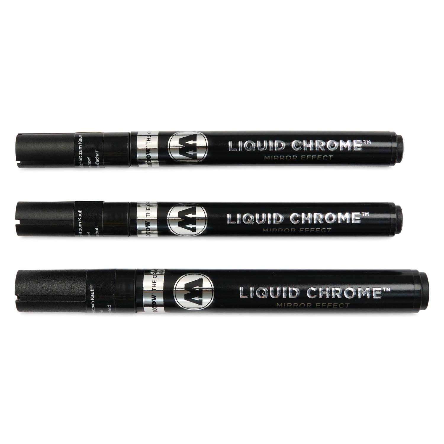 Foto 3 pulgar | Set Con 3 Marcadores Liquid Chrome 1mm-2mm-4mm Molotow