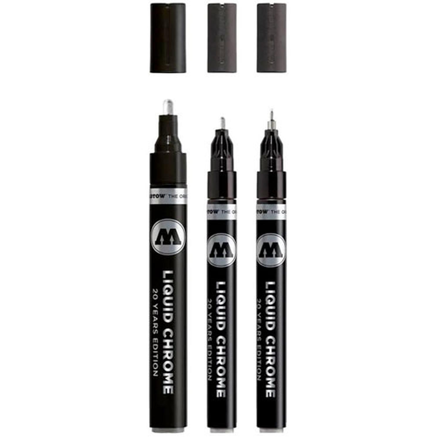 Foto 4 pulgar | Set Con 3 Marcadores Liquid Chrome 1mm-2mm-4mm Molotow