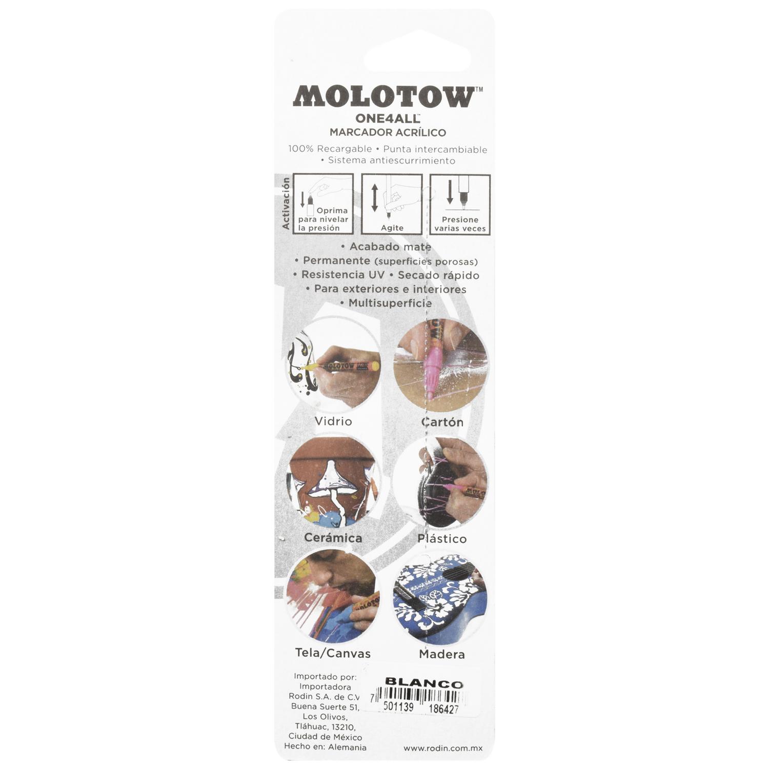 Foto 2 pulgar | Blister Con Marcador 2mm Signal White Molotow