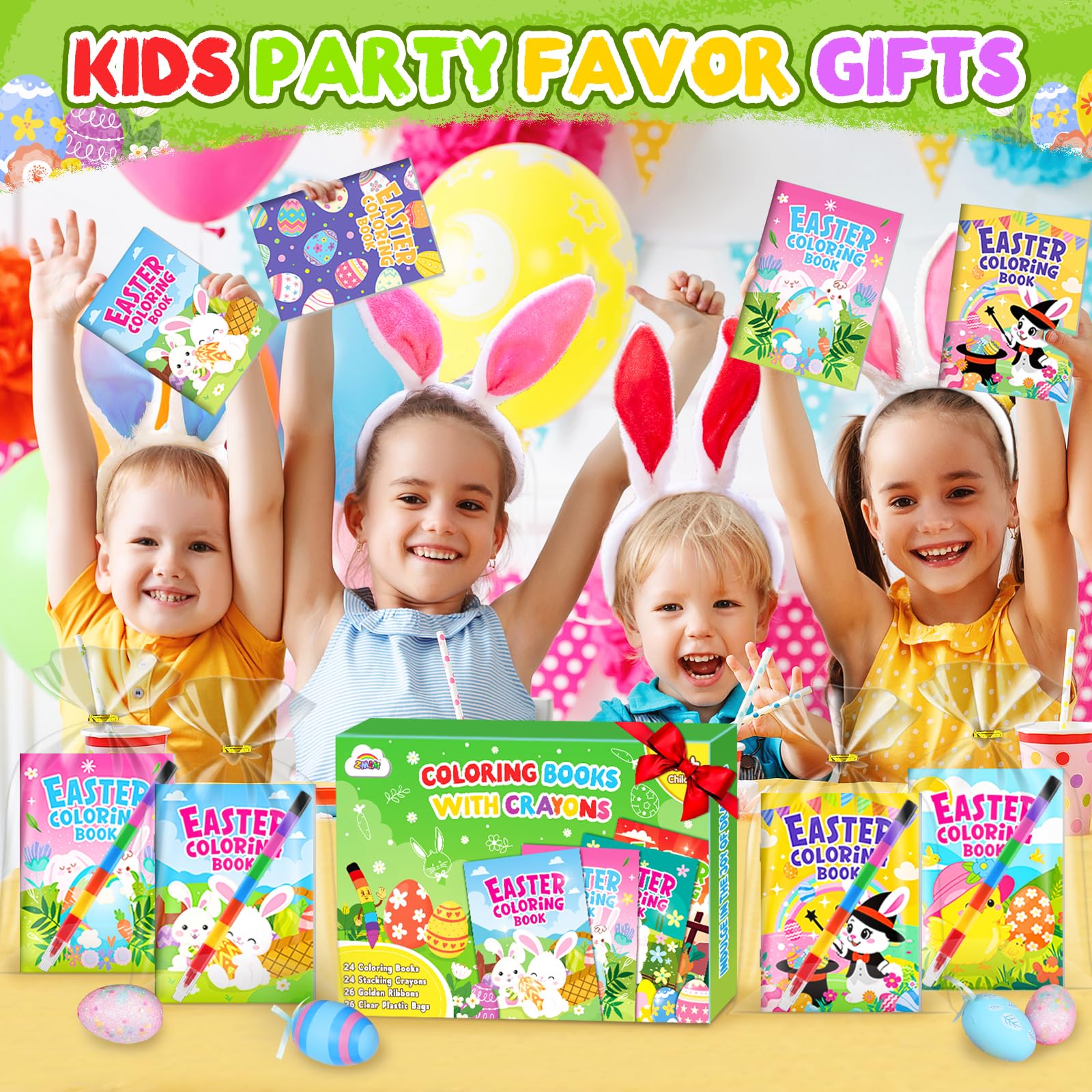Foto 5 pulgar | Libros Para Colorear Zmlm 24 Para Niños Con 24 Crayones Apilables De Pascua - Venta Internacional.