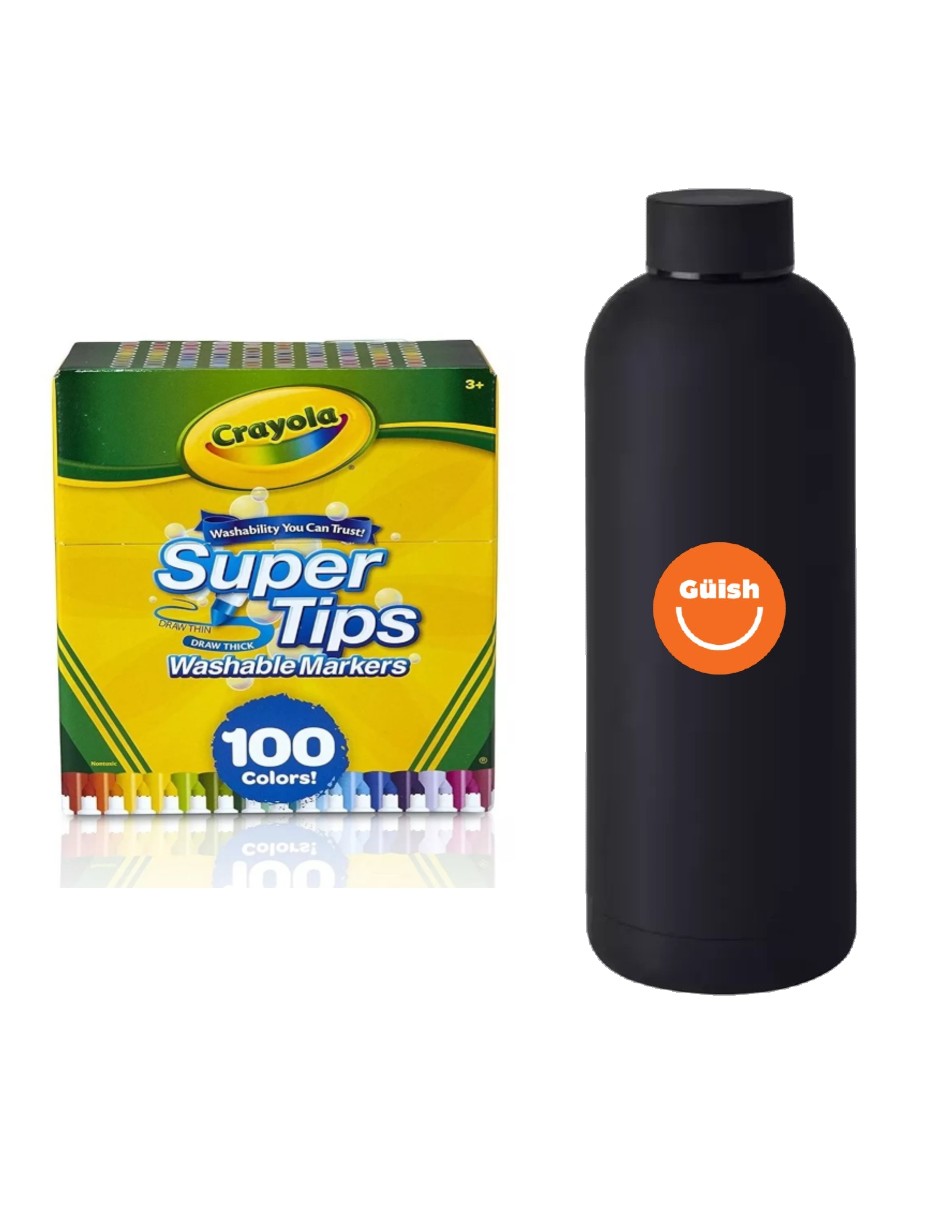 Foto 2 pulgar | 100 Plumones Super Tips Crayola + Gratis Termo Güish De Regalo