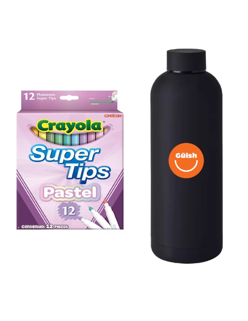 Plumones Pastel  Super Tips 12 Piezas + Gratis Termo Güish De Regalo