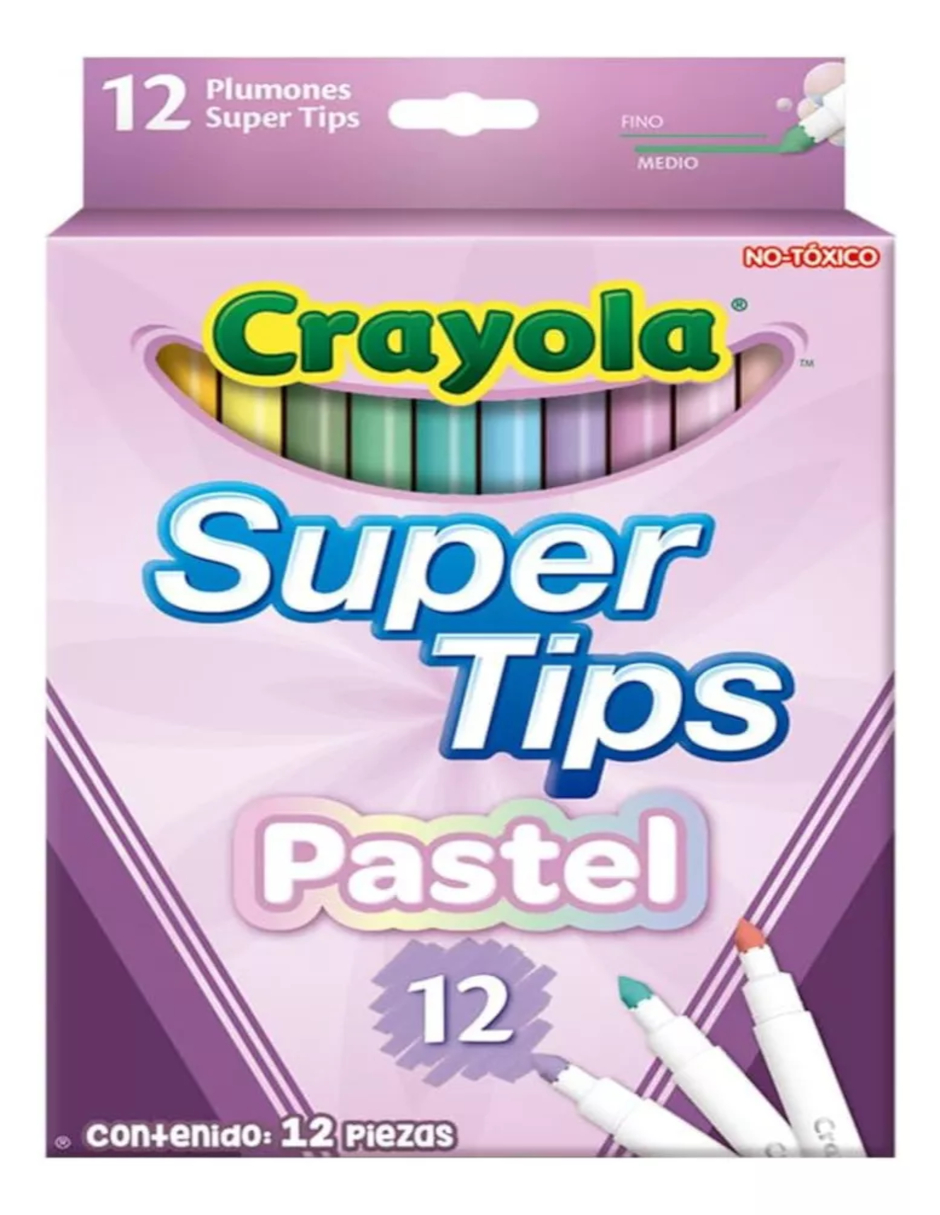 Foto 3 pulgar | Plumones Pastel  Super Tips 12 Piezas + Gratis Termo Güish De Regalo
