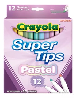 Foto 2 | Plumones Pastel Super Tips 12 Piezas + Gratis Termo Güish De Regalo