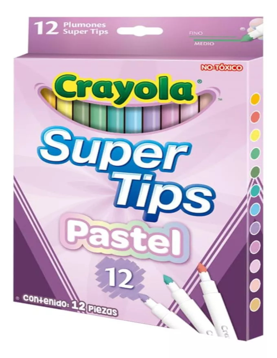 Foto 4 pulgar | Plumones Pastel  Super Tips 12 Piezas + Gratis Termo Güish De Regalo