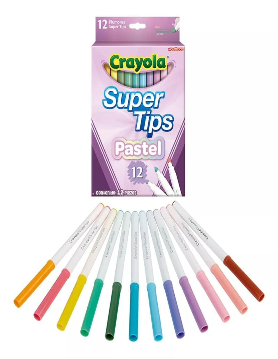 Foto 5 pulgar | Plumones Pastel  Super Tips 12 Piezas + Gratis Termo Güish De Regalo
