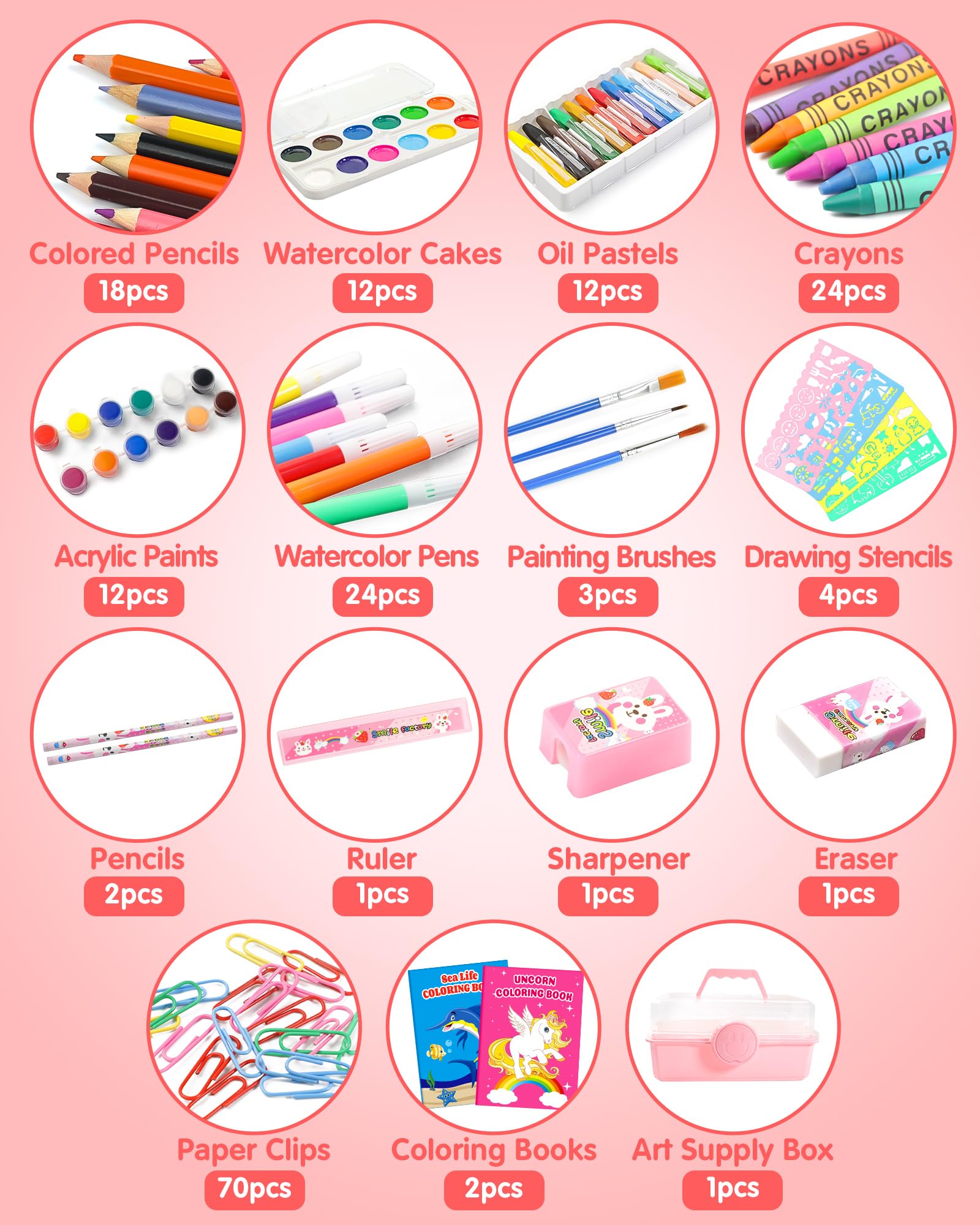 Foto 3 pulgar | Set De Artículos De Arte D-fantix 187 Piezas Con Almacenamiento Para Niños De 3 A 12 Años - Venta Internacional.