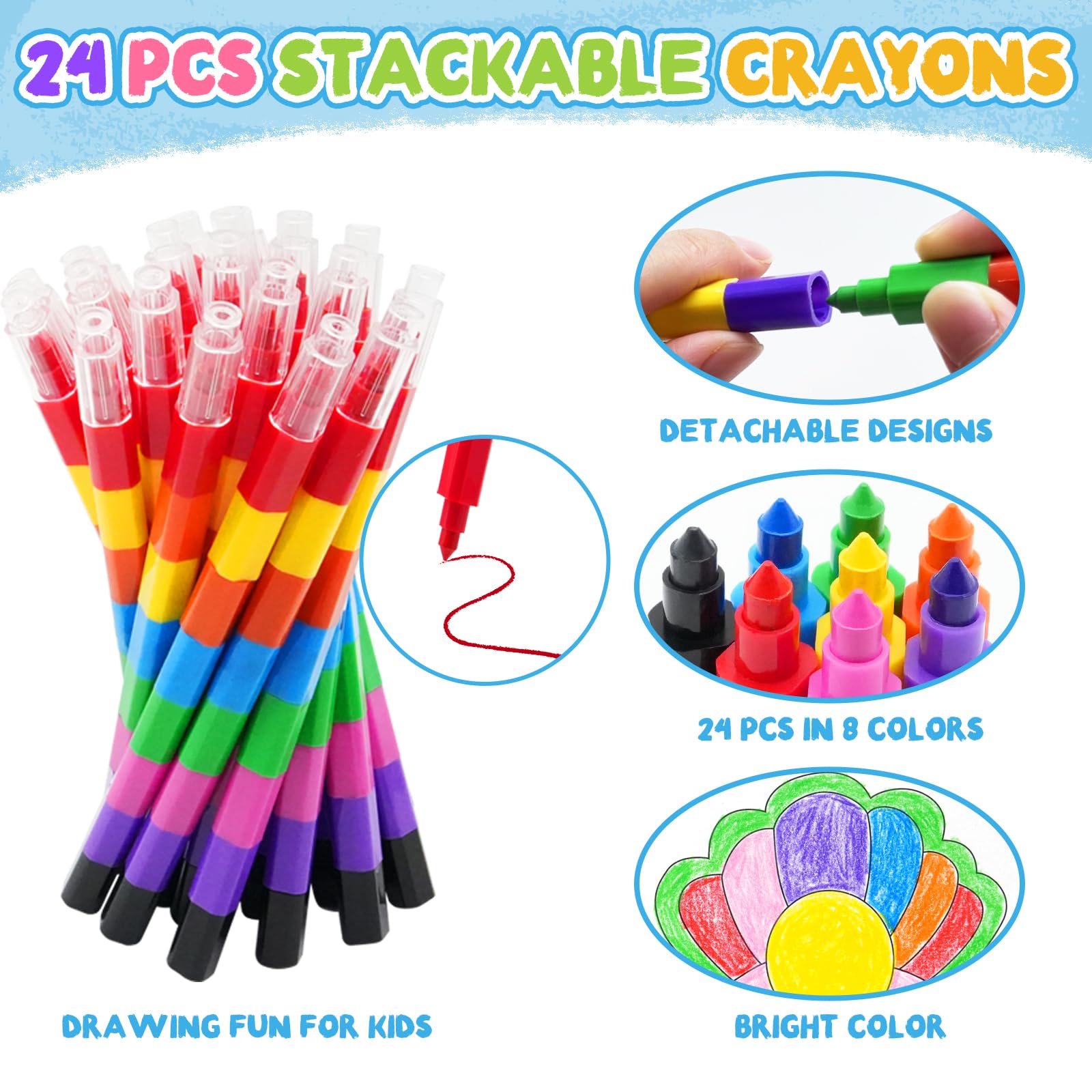 Foto 5 pulgar | Set De Libros Para Colorear Zmlm 24 Con 24 Crayones Apilables Y 26 Bolsas - Venta Internacional.