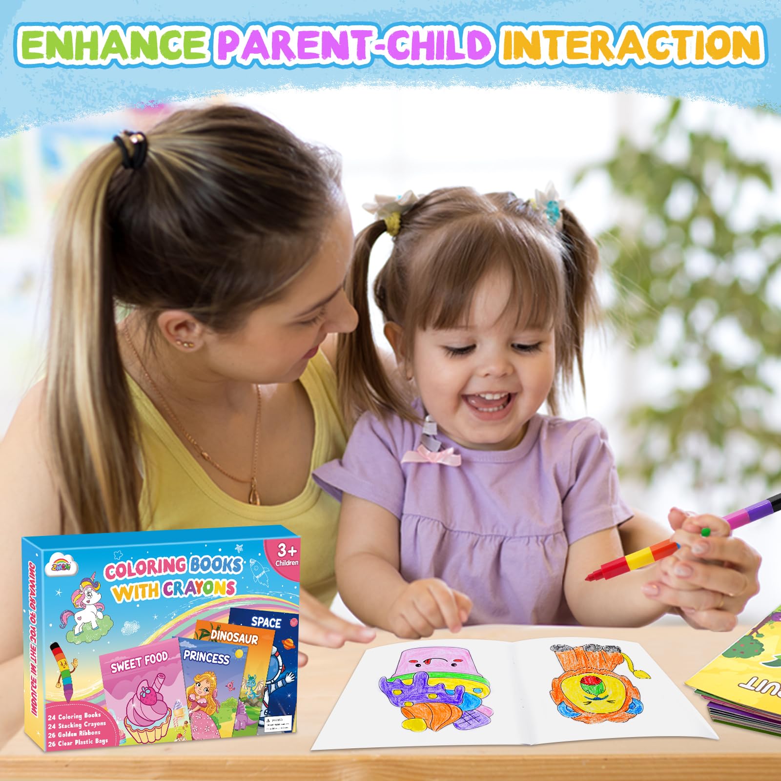 Foto 6 pulgar | Set De Libros Para Colorear Zmlm 24 Con 24 Crayones Apilables Y 26 Bolsas - Venta Internacional.
