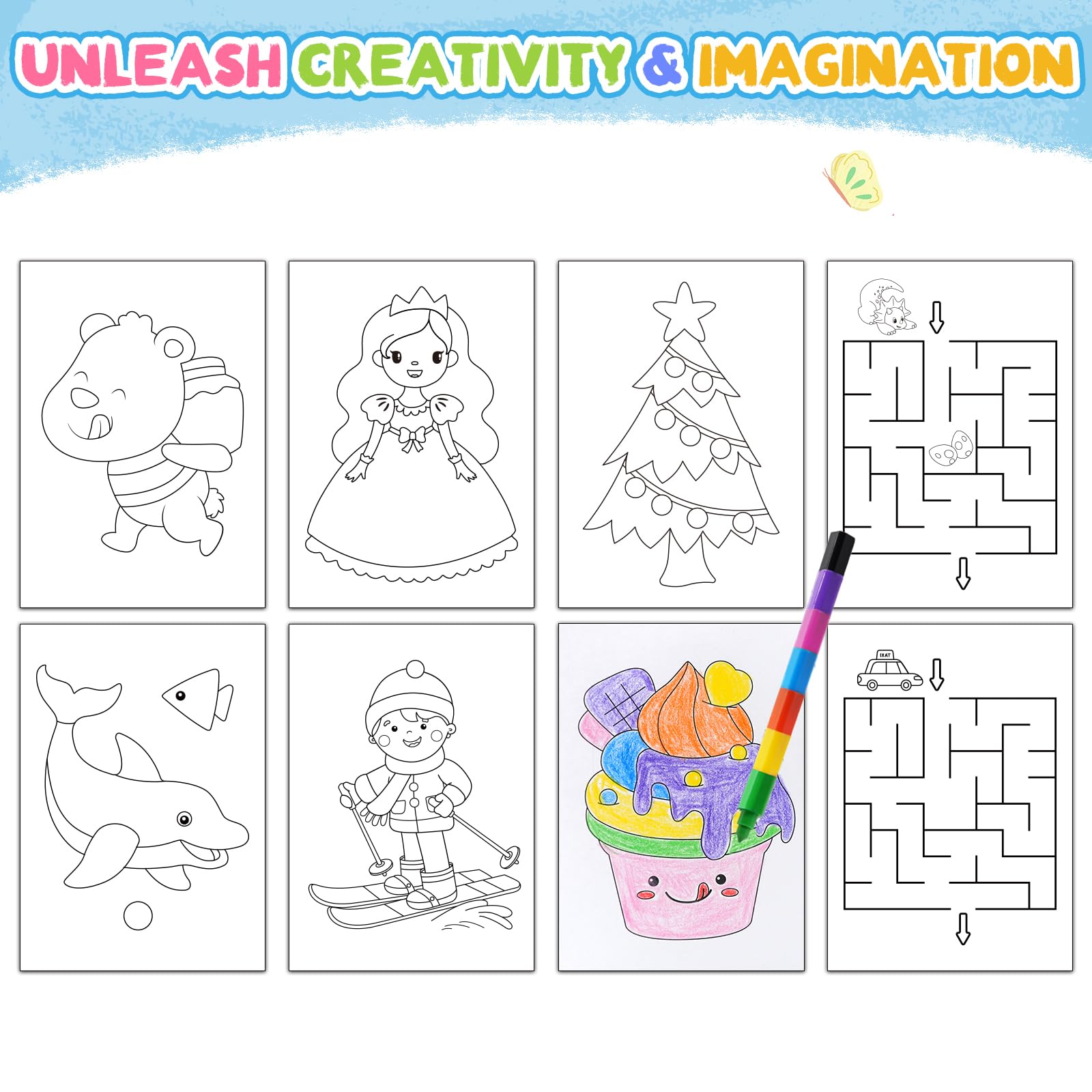 Foto 7 pulgar | Set De Libros Para Colorear Zmlm 24 Con 24 Crayones Apilables Y 26 Bolsas - Venta Internacional.