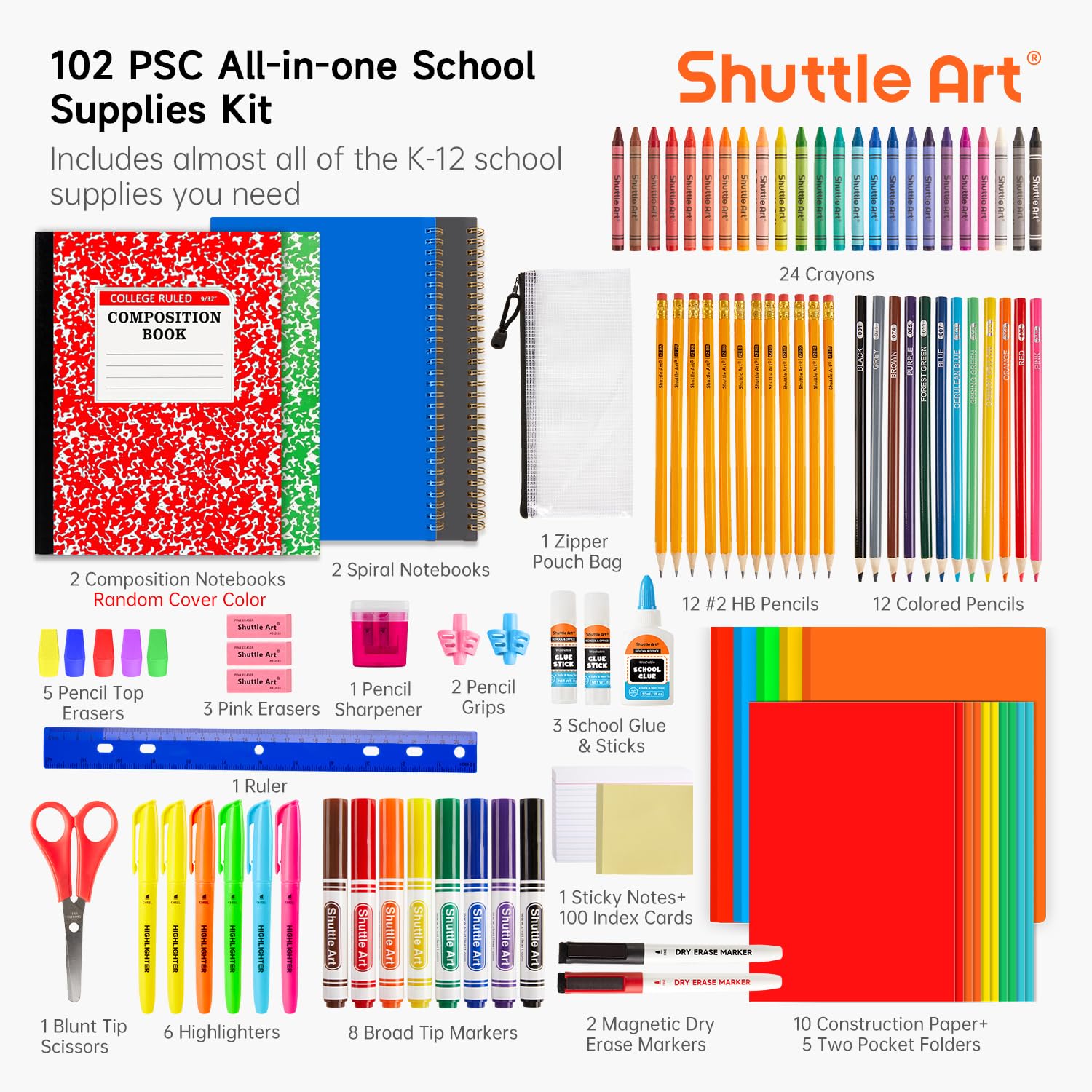 Foto 3 pulgar | Kit De Material Escolar Shuttle Art 102 Unidades Para Los Grados K-5 - Venta Internacional.