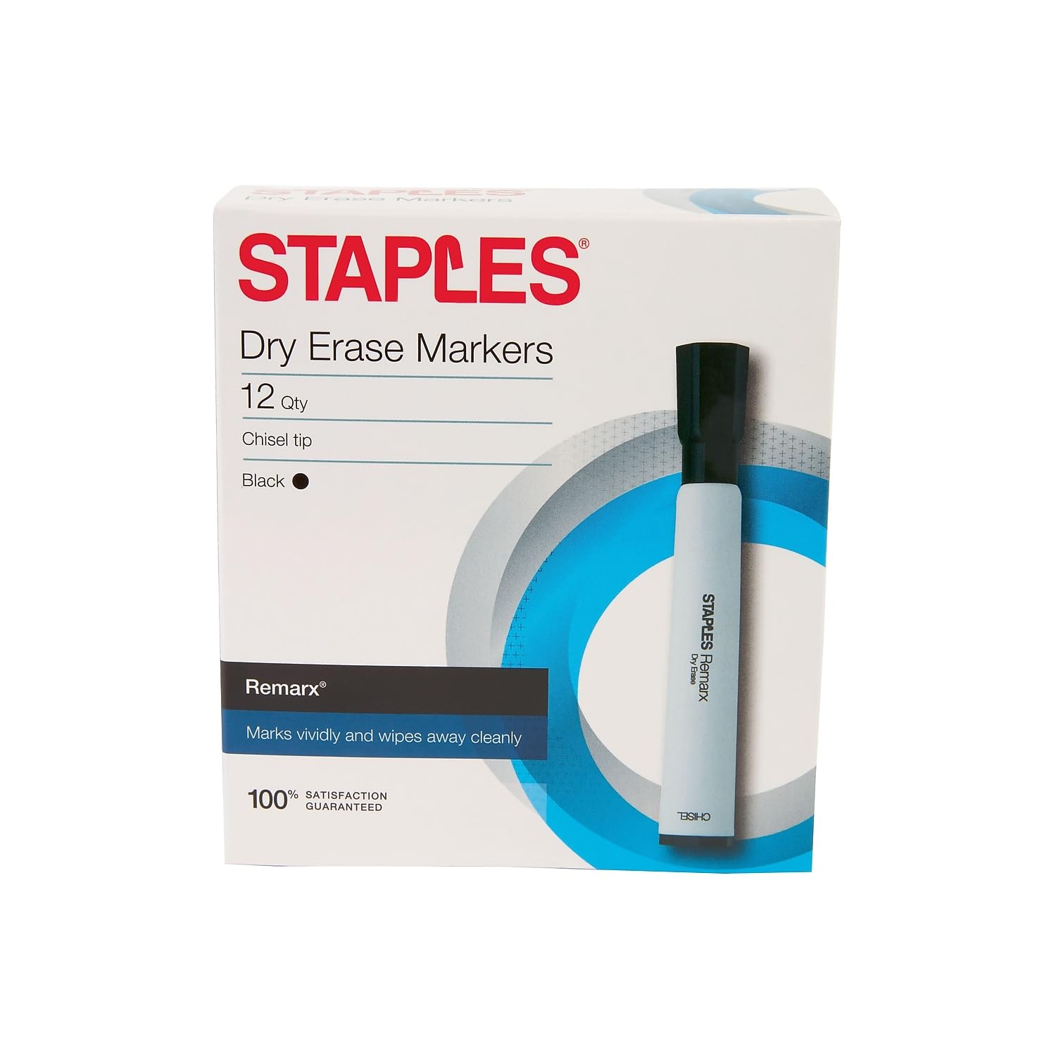 Foto 1 | Rotuladores De Borrado En Seco Staples Remarx Broad Line Negros, Paquete De 12 - Venta Internacional.
