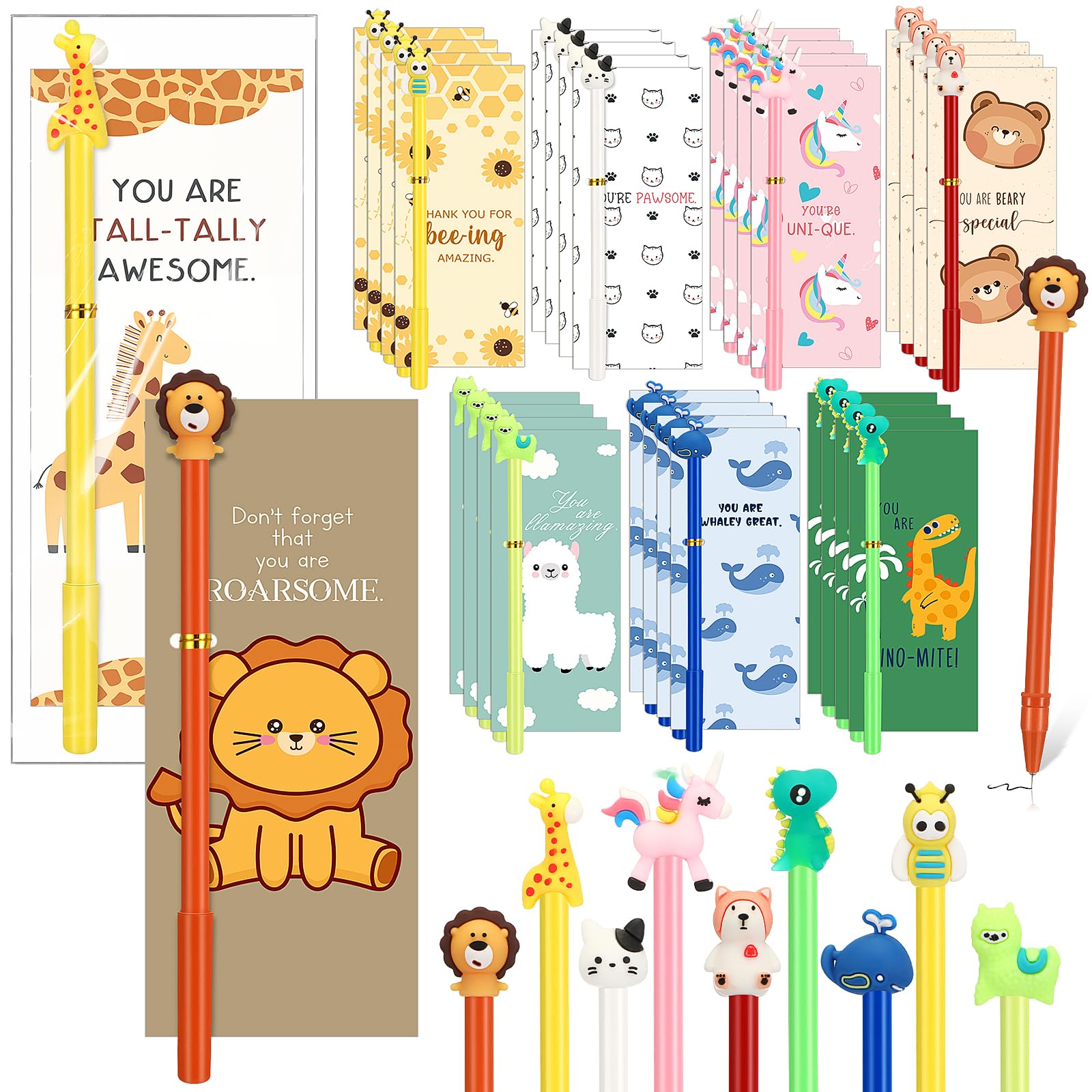 Foto 2 pulgar | Set De Regalo Spakon 36 Bolígrafos Divertidos Con Dibujos Animados Inspiradores Con Tarjetas - Venta Internacional.