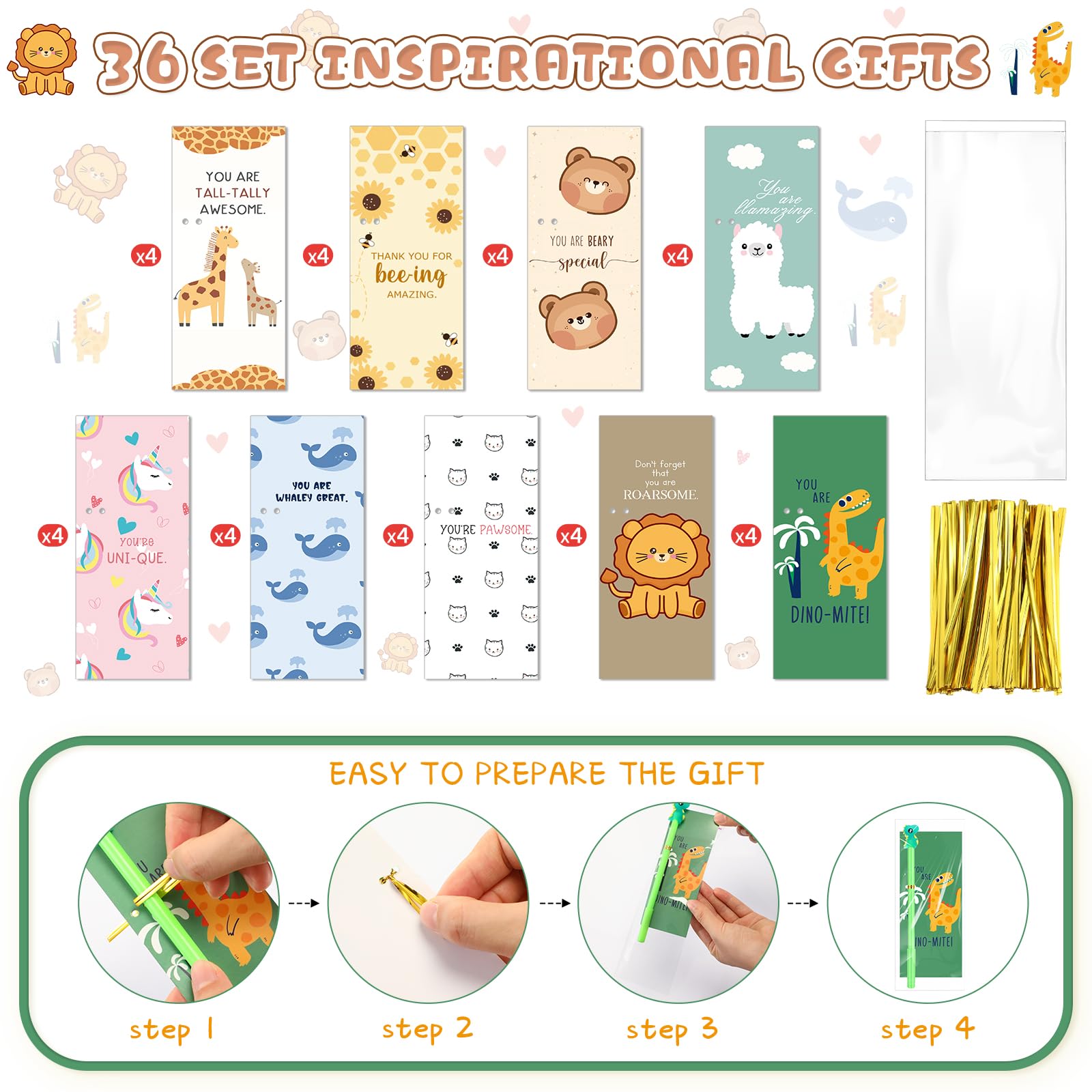 Foto 2 | Set De Regalo Spakon 36 Bolígrafos Divertidos Con Dibujos Animados Inspiradores Con Tarjetas - Venta Internacional.