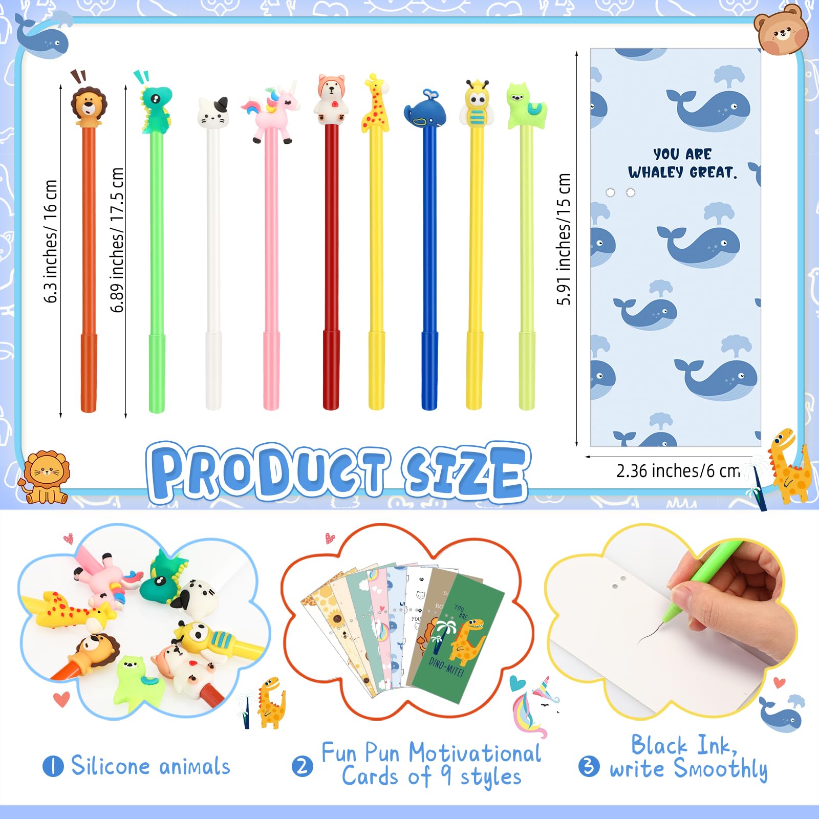 Foto 4 pulgar | Set De Regalo Spakon 36 Bolígrafos Divertidos Con Dibujos Animados Inspiradores Con Tarjetas - Venta Internacional.