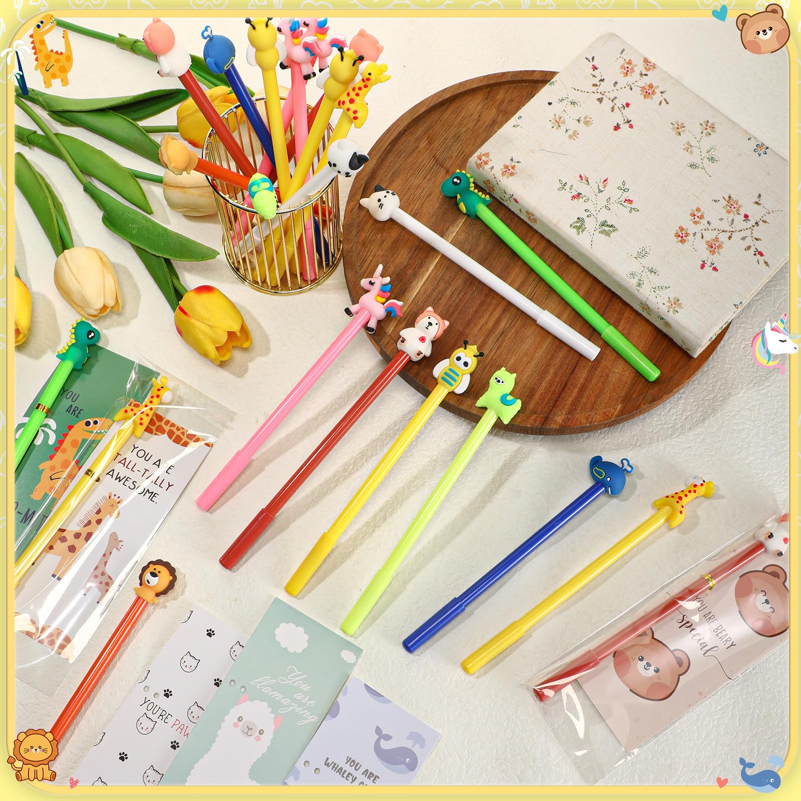 Foto 5 pulgar | Set De Regalo Spakon 36 Bolígrafos Divertidos Con Dibujos Animados Inspiradores Con Tarjetas - Venta Internacional.