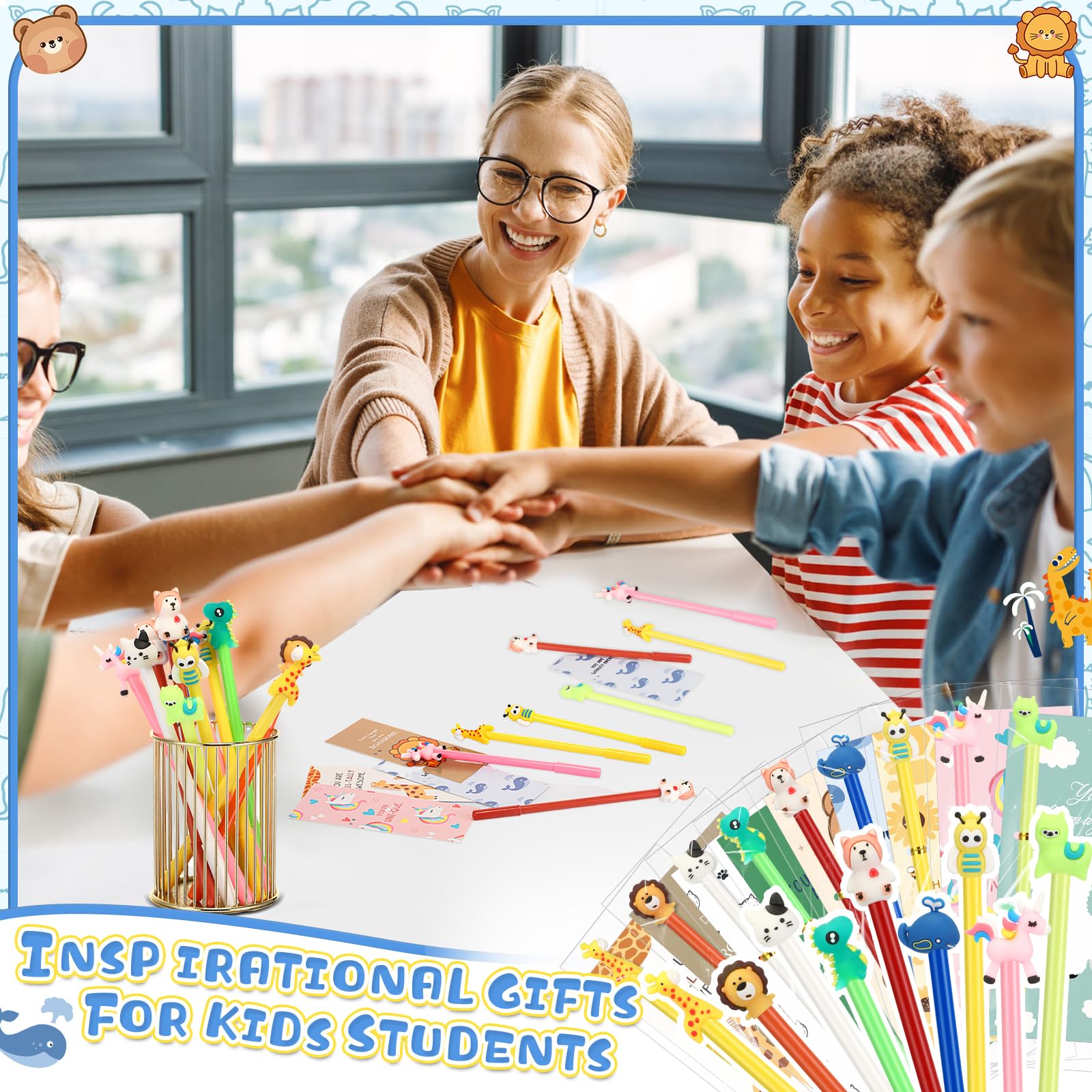 Foto 8 pulgar | Set De Regalo Spakon 36 Bolígrafos Divertidos Con Dibujos Animados Inspiradores Con Tarjetas - Venta Internacional.