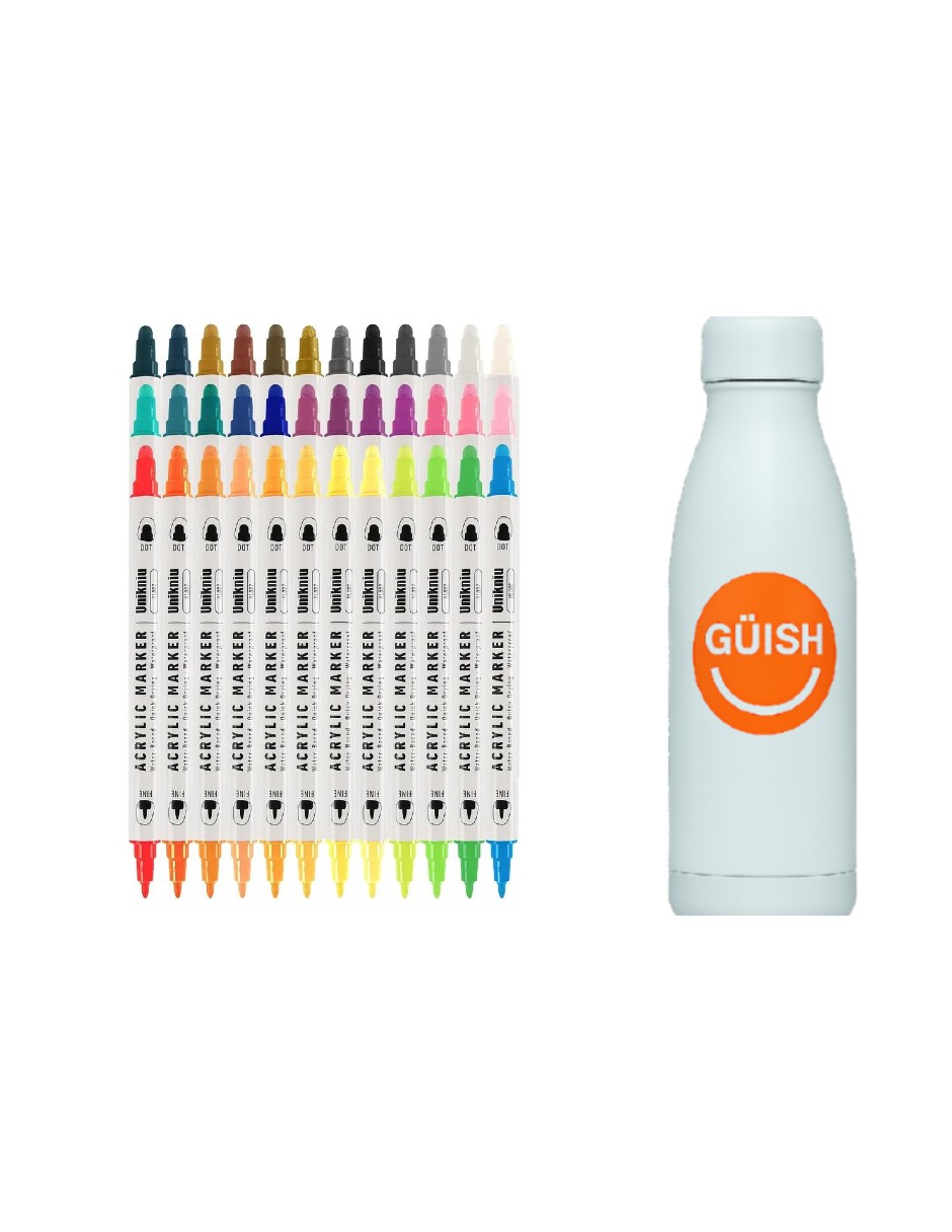 Foto 2 pulgar | 36 Marcadores Acrílicos De Doble Punta Arte Y Manualidades + Gratis Termo Güish De Regalo