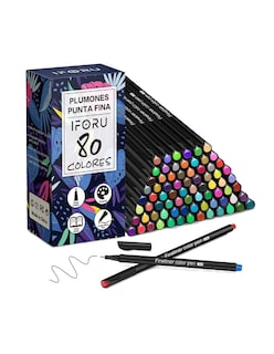 Foto 1 | Plumones Punta Pincel Fineliner 80 Pzs 0.4mm + Termo Güish Gratis