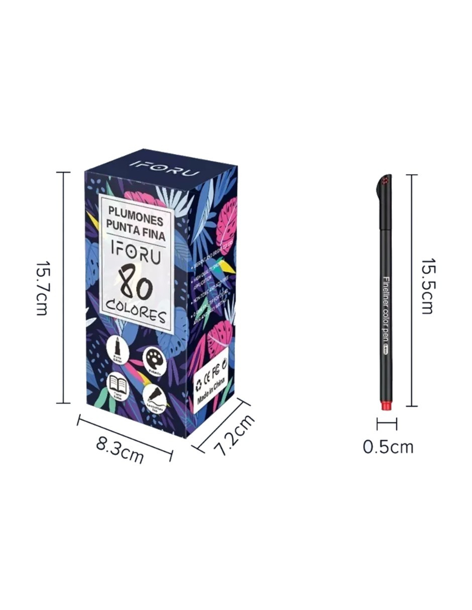 Foto 5 pulgar | Plumones Punta Pincel Fineliner 80 Pzs 0.4mm + Termo Güish Gratis