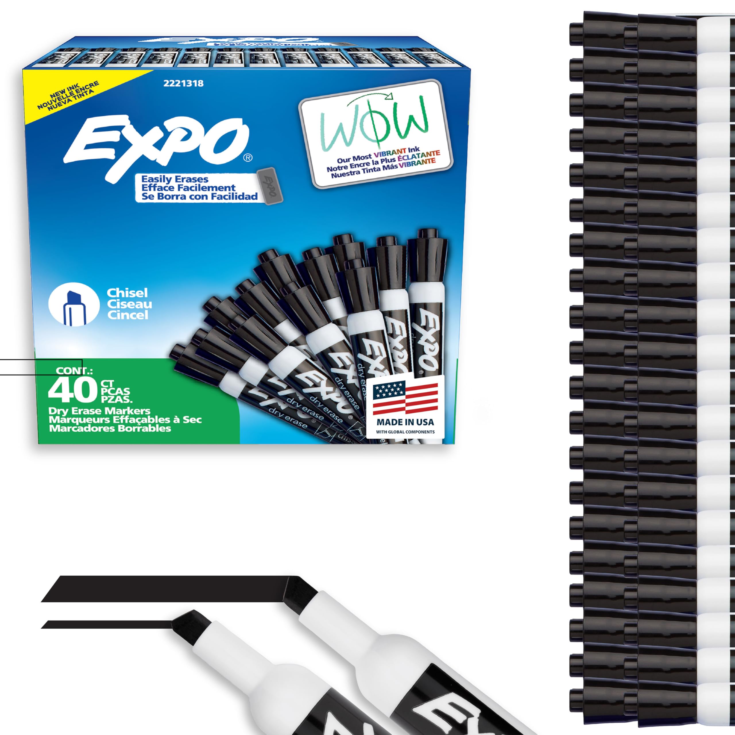 Foto 2 pulgar | Rotuladores De Borrado En Seco Expo  Tinta Negra Con Bajo Olor  Punta Cincelada  40 Unidades - Venta Internacional.
