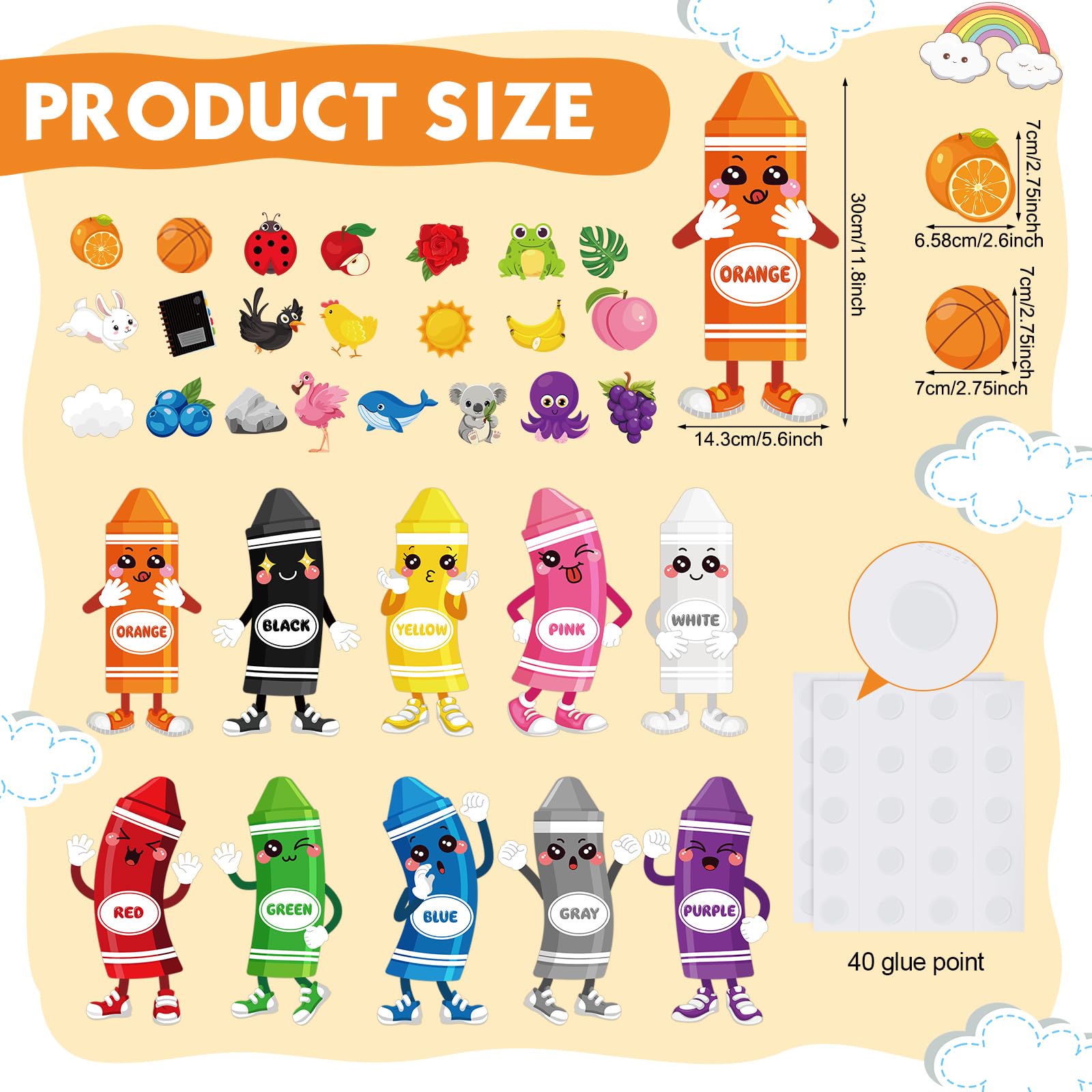 Foto 2 | Set De Tablones De Anuncios Outus Color Con Pósters De Crayones Para El Aula - Venta Internacional.