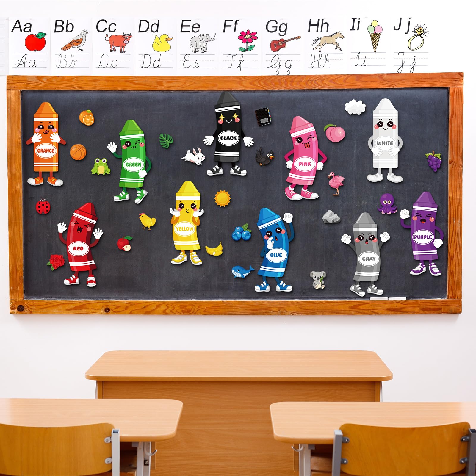 Foto 6 pulgar | Set De Tablones De Anuncios Outus Color Con Pósters De Crayones Para El Aula - Venta Internacional.