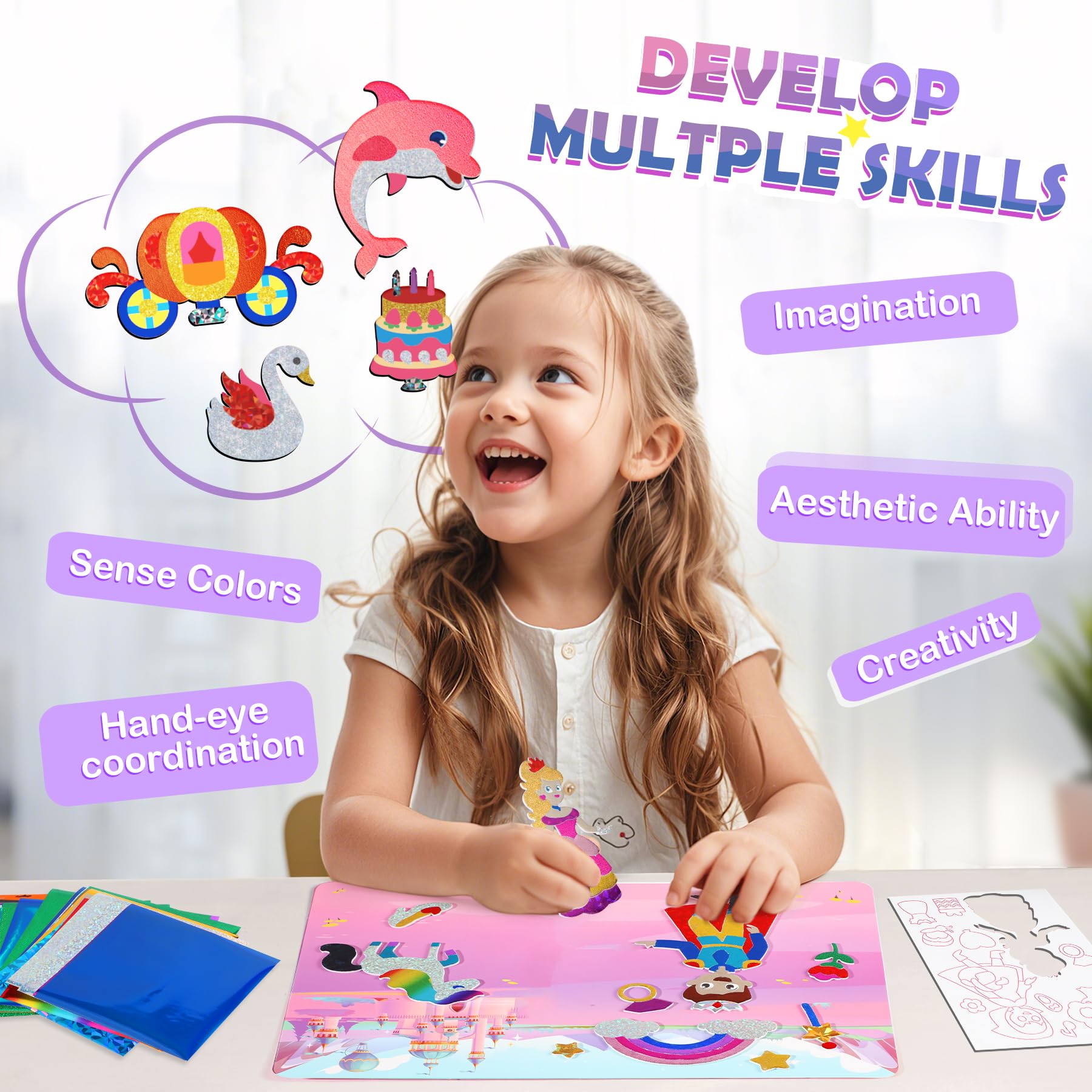 Foto 5 pulgar | Kit De Manualidades Con Lámina Urmywo Princess Para Niños De 4 A 8 Años - Venta Internacional.