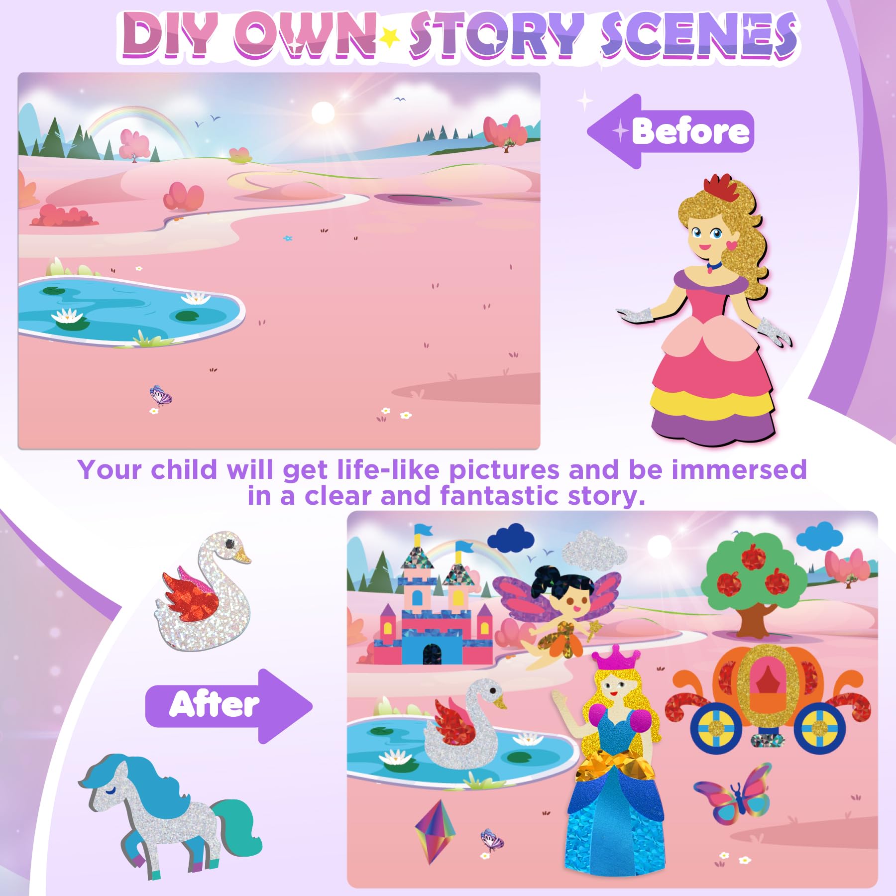 Foto 7 pulgar | Kit De Manualidades Con Lámina Urmywo Princess Para Niños De 4 A 8 Años - Venta Internacional.