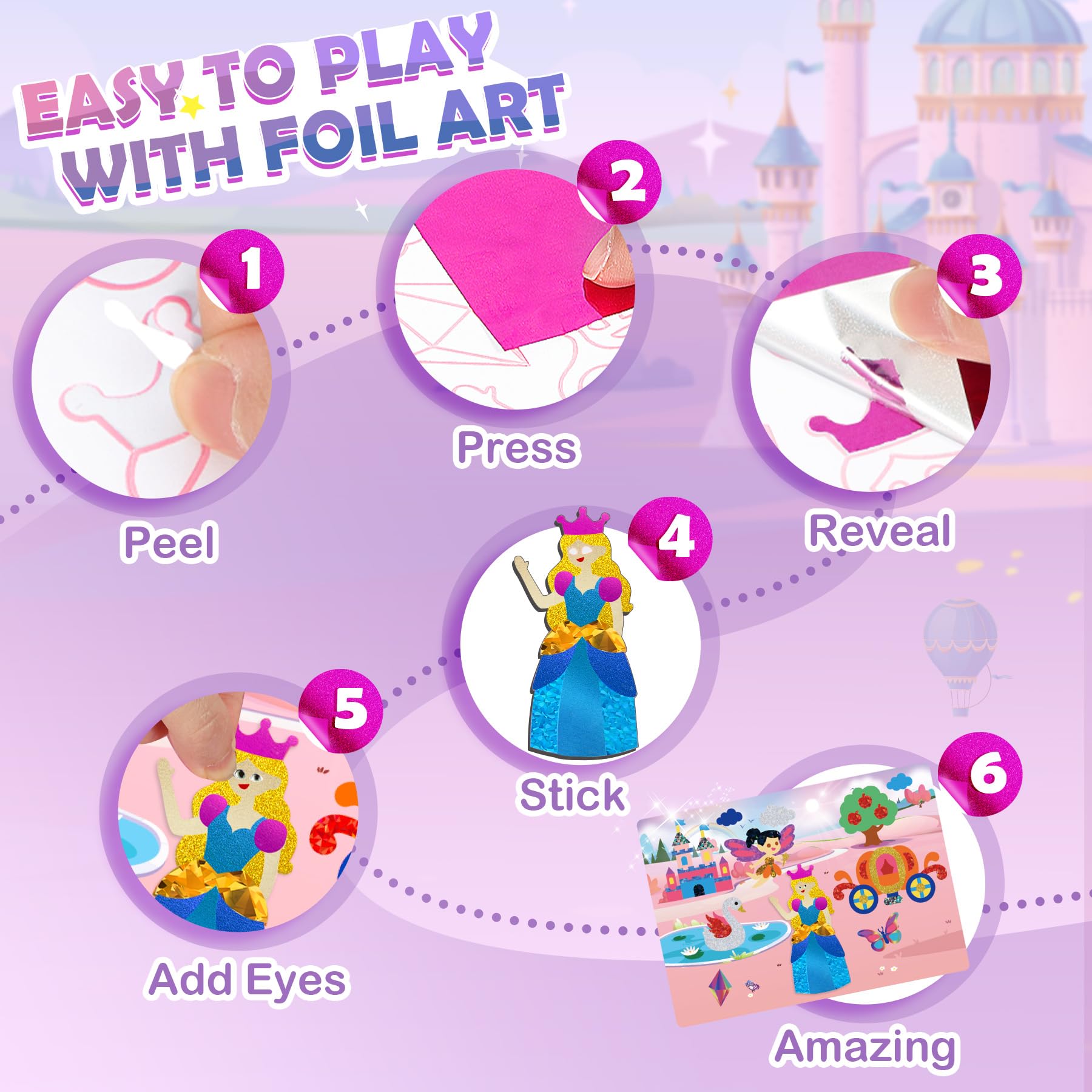 Foto 8 pulgar | Kit De Manualidades Con Lámina Urmywo Princess Para Niños De 4 A 8 Años - Venta Internacional.
